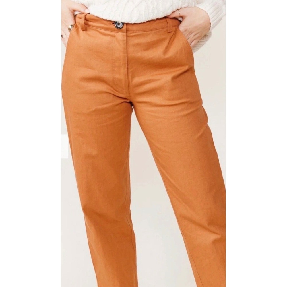 ABLE Womens High Rise Straight Leg Pants Rust Brown Cotton Twill Size 6